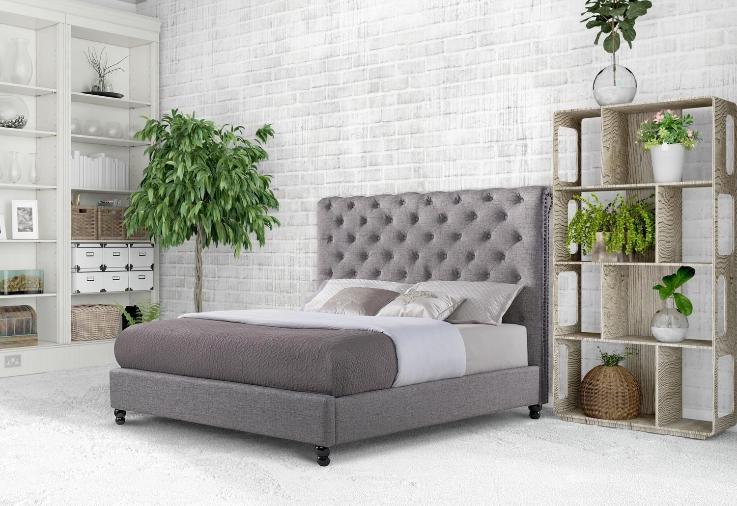 Charcoal store tufted bed